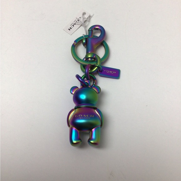 Coach Hologram Iridescent Multi-Color Oil Slick 3D Bear Purse/Bag Charm - Picture 4 of 5